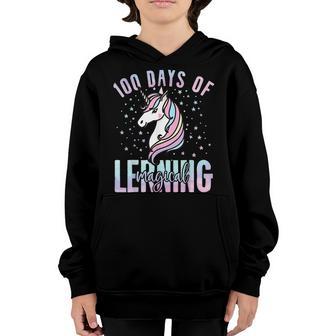 100 Days Of Magical Learning Unicorn 100Th Day School Girls V2 Youth Hoodie - Thegiftio UK