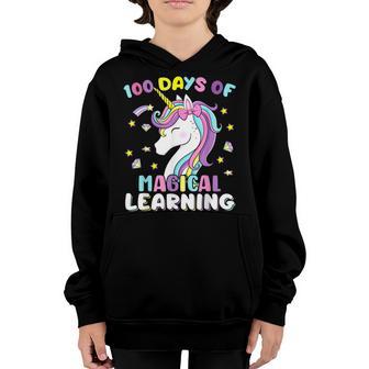 100 Days Of Magical Learning Unicorn 100Th Day School Girls Youth Hoodie - Thegiftio UK