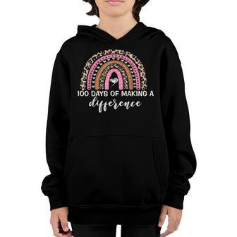 100 Days Of Making A Difference 100Th Day Of School Teacher V2 Youth Hoodie - Thegiftio UK