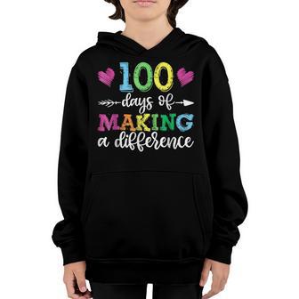 100 Days Of Making A Difference Kids Teacher School Youth Hoodie - Thegiftio UK