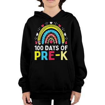 100 Days Of Pre K Happy 100Th Day Of School Teacher Kids V2 Youth Hoodie - Thegiftio UK