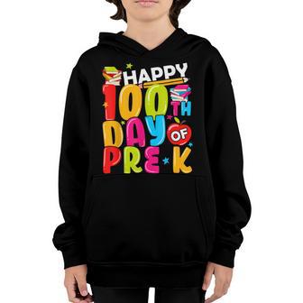 100 Days Of Pre K - Happy 100Th Day Of School Youth Hoodie - Thegiftio UK