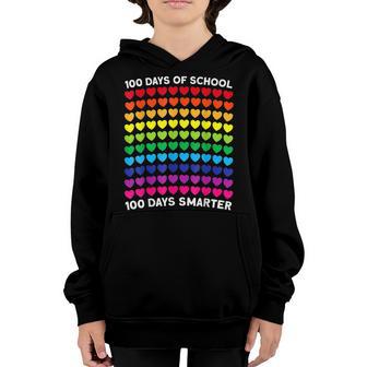 100 Days Of School 100 Days Smarter Heart Love Boy Girl Youth Hoodie - Thegiftio UK