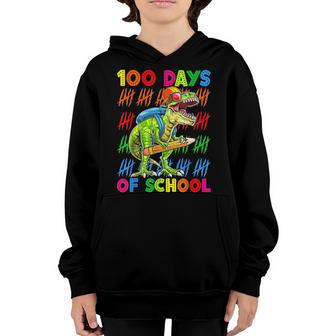 100 Days Of School 100Th Day Dino Pencil Youth Hoodie - Thegiftio UK