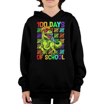 100 Days Of School 100Th Day Dinosaur T Rex Boys Kids Youth Hoodie - Thegiftio UK