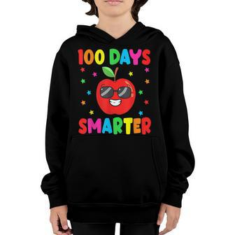 100 Days Of School 100Th Day Of School Apple Kids Boys Girls Youth Hoodie - Thegiftio UK