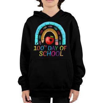 100 Days Of School - 100Th Day Of School Rainbow Girls Boys Youth Hoodie - Thegiftio UK