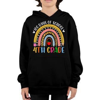 100 Days Of School 14Th Grade Cute Rainbow Lover 100Th Day Youth Hoodie - Thegiftio UK