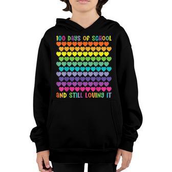 100 Days Of School And Still Loving It Hearts 100Th Day V3 Youth Hoodie - Thegiftio UK