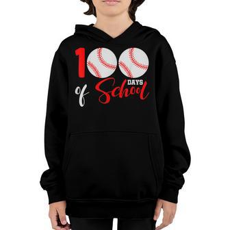 100 Days Of School Baseball Teacher Kids 100Th Day Of School V2 Youth Hoodie - Thegiftio UK