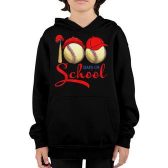 100 Days Of School Baseball Teacher Kids 100Th Day Of School V3 Youth Hoodie - Thegiftio UK