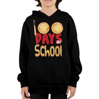 100 Days Of School Baseball Teacher Kids 100Th Day Of School V4 Youth Hoodie - Thegiftio UK