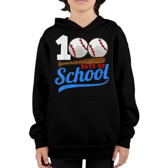 100 Days Of School Baseball Teacher Kids 100Th Day Of School V5 Youth Hoodie - Thegiftio UK