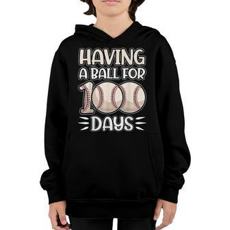 100 Days Of School Boys Having A Ball Baseball Teacher Youth Hoodie - Seseable