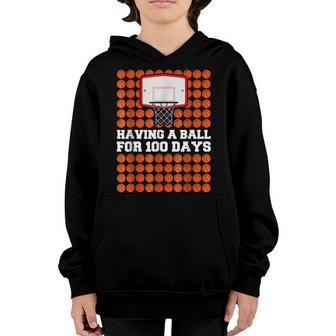100 Days Of School Boys Kids Having A Ball Basketball Youth Hoodie - Thegiftio UK
