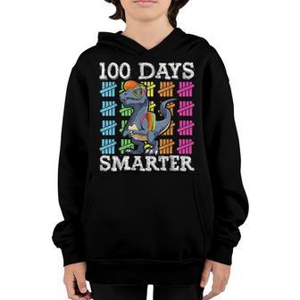 100 Days Of School Boys T Rex Smarter Kids Dinosaur Youth Hoodie - Thegiftio UK