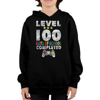 100 Days Of School Completed Gamer Gifts Boy Level Up Gaming V3 Youth Hoodie - Thegiftio UK