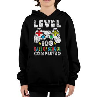 100 Days Of School Completed Gamer Gifts Boy Level Up Gaming V5 Youth Hoodie - Thegiftio UK