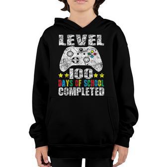 100 Days Of School Completed Gamer Gifts Boy Level Up Gaming Youth Hoodie - Thegiftio UK