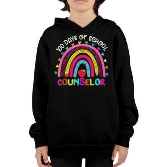 100 Days Of School Counselor Lover Pencil Rainbow 100Th Day V2 Youth Hoodie - Seseable