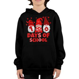 100 Days Of School Cute Gnomes Valentines Day Teachers Youth Hoodie - Seseable