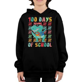 100 Days Of School Dabbing Dinosaur 100Th Day Of School Boys Youth Hoodie - Thegiftio UK
