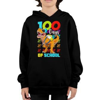 100 Days Of School Dinosaur 100 Days Smarter 100Th Day Youth Hoodie - Seseable