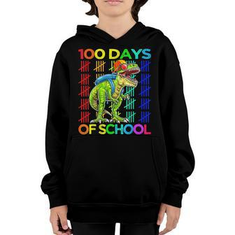100 Days Of School Dinosaur 100 Days Smarter Kids V2 Youth Hoodie - Seseable