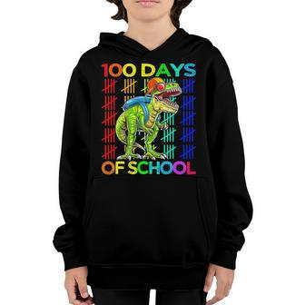 100 Days Of School Dinosaur 100 Days Smarter Kids Youth Hoodie - Seseable