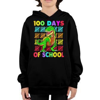 100 Days Of School Dinosaur T Rex Dino Kids Boys 100Th Day V2 Youth Hoodie - Thegiftio UK