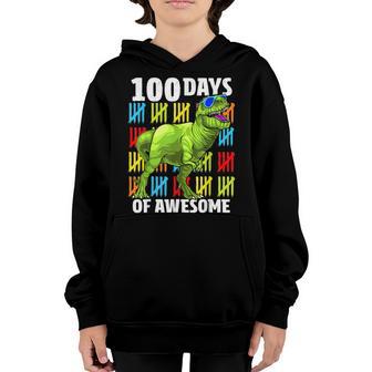 100 Days Of School Dinosaur T-Rex Dino Kids Boys 100Th Day Youth Hoodie - Thegiftio UK