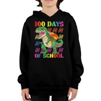 100 Days Of School Dinosaur T-Rex Dino Kids Boys 100Th Day Youth Hoodie - Thegiftio UK