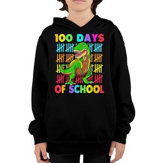 100 Days Of School Dinosaur T-Rex Dino Kids Boys 100Th Day Youth Hoodie - Thegiftio UK