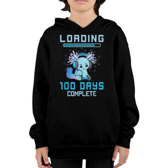 100 Days Of School For Boys Level Completed Axolotl Gamer Youth Hoodie - Seseable