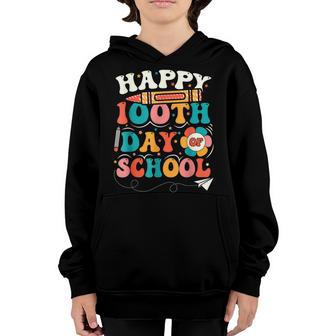 100 Days Of School For Teacher Kids Happy 100Th Day Groovy Youth Hoodie - Thegiftio UK