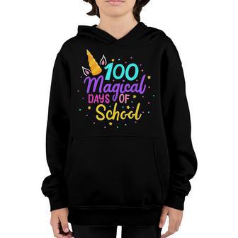 100 Days Of School Funny Cute Unicorn Face Back To School Youth Hoodie - Thegiftio UK