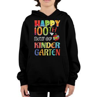 100 Days Of School Happy 100Th Day Of Kindergarten Youth Hoodie - Thegiftio UK