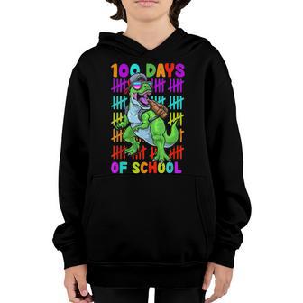 100 Days Of School Happy 100Th Day Of School Dinosaur Boys Youth Hoodie - Thegiftio UK