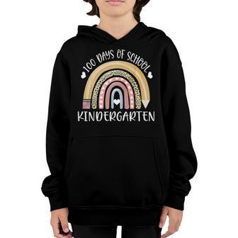 100 Days Of School Kindergarten Cute Rainbow Lover 100Th Day V4 Youth Hoodie - Thegiftio UK