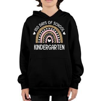 100 Days Of School Kindergarten Cute Rainbow Lover 100Th Day Youth Hoodie - Thegiftio UK