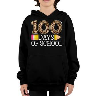 100 Days Of School Leopard Happy 100Th Day Of School Youth Hoodie - Thegiftio UK