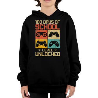 100 Days Of School Level Unlocked Gamer Video Games Boys Kid Youth Hoodie - Thegiftio UK