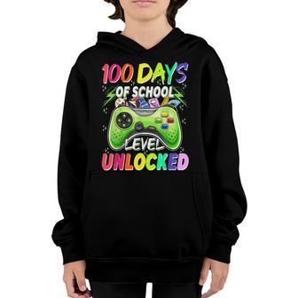 100 Days Of School Level Unlocked Video Games Gamer Boy Kids Youth Hoodie - Thegiftio UK