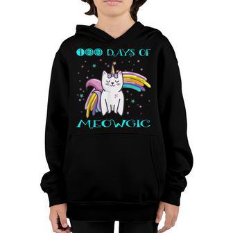 100 Days Of School Meowgic Unicorn Cat For Teachers Girls Youth Hoodie - Thegiftio UK