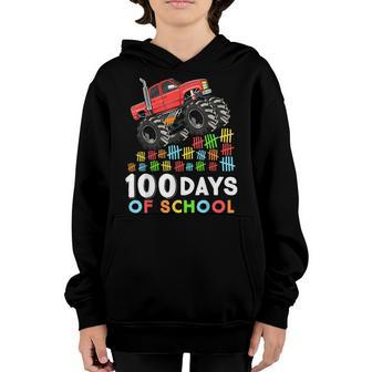 100 Days Of School Monster Truck 100Th Day Of School Boys V2 Youth Hoodie - Thegiftio UK
