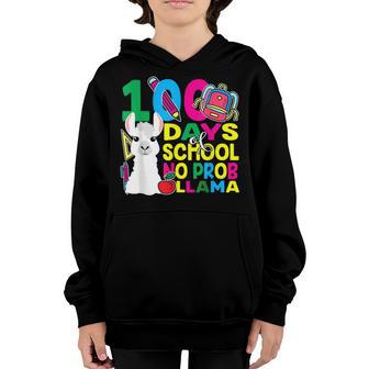 100 Days Of School No Prob-Llama Llama Teacher And Student Youth Hoodie - Thegiftio UK
