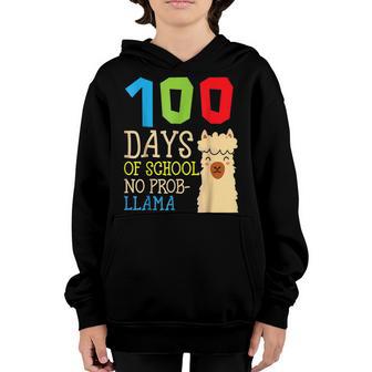 100 Days Of School No Prob LlamaCute Alpaca Student Teacher Youth Hoodie - Thegiftio UK