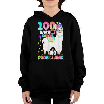 100 Days Of School No Probllama Llama 100 Days Smarter Youth Hoodie - Thegiftio UK