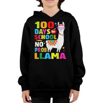 100 Days Of School No Probllama Llama 100Th Day V3 Youth Hoodie - Thegiftio UK