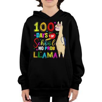 100 Days Of School No Probllama Llama 100Th Day V5 Youth Hoodie - Thegiftio UK